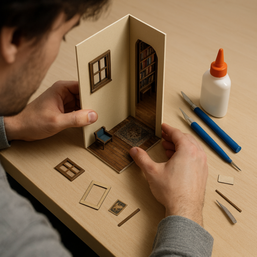 Montaggio di un modello in legno con luci LED